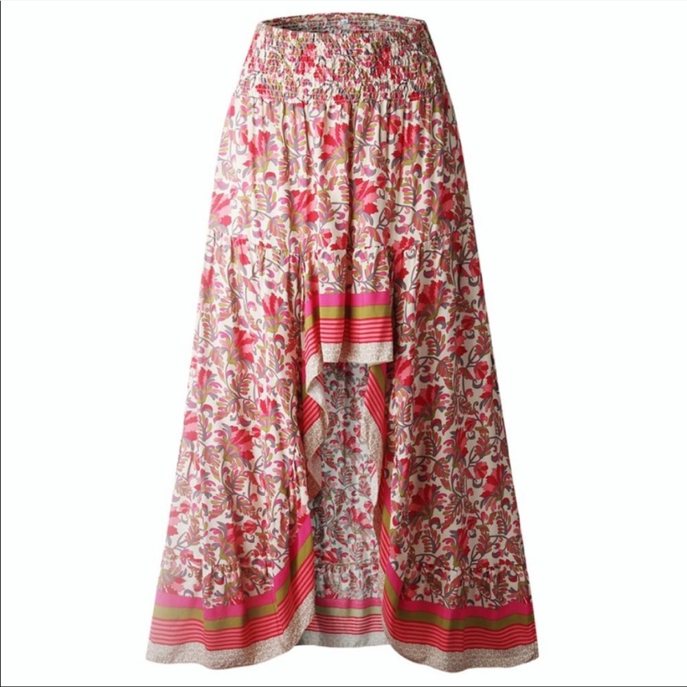 Boho floral print maxi skirt